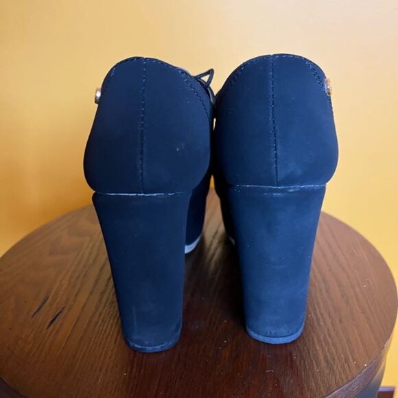 Platform Chunky Heel Lace Up Booties velvet - Picture 4 of 6